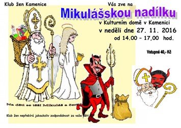 Ilustrativní obrázek ke článku Mikulášská nadílka v Kulturním domě v Kamenici